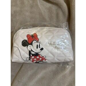 Disney Primark Exclusive Minnie Mouse Quilted Cosmetic Makeup Bag Cream NWT